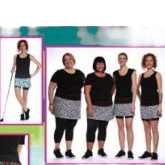 Sweet Spot Reversible Wrap Skort with Adjustable Waist black, aqua, green, white - Picture 5 of 5